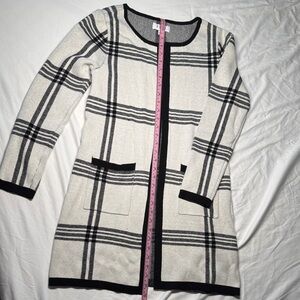 Elle Black and Cream Plaid Cardigan